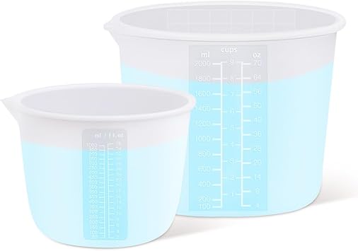 Extra Large Silicone Measuring Bowl Set for Epoxy Resin 2000ml & 1000ml | Huge Capacity70fl.oz9 Cups & 36fl.oz
