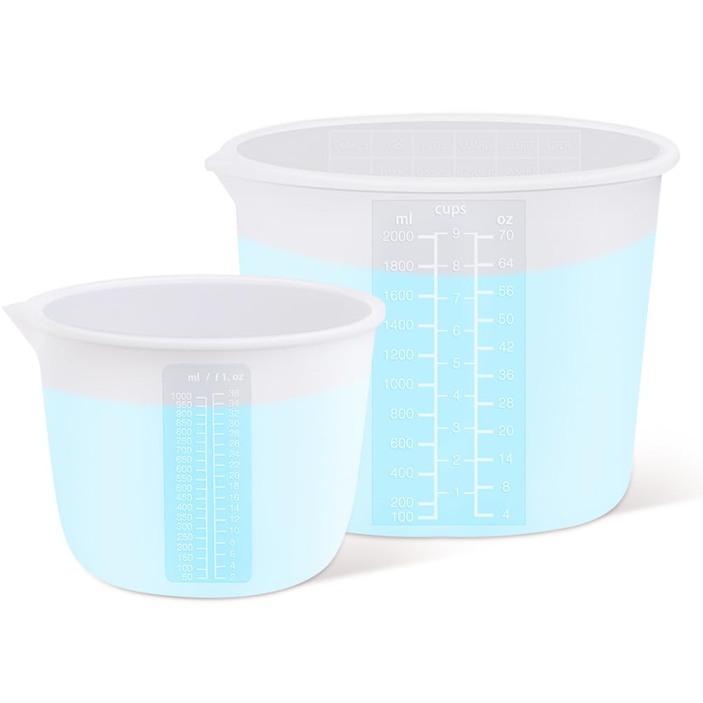 Cuencos medidores de silicona de 2000 ml y 1000 ml para mezclar resina epoxi sin pérdidas