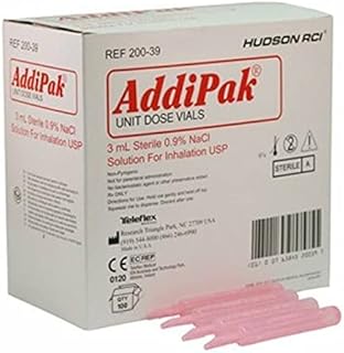 Addipak Sterile Saline Solution, .9%, 3 ml, 100/BX, Hudson 200-39, Pink