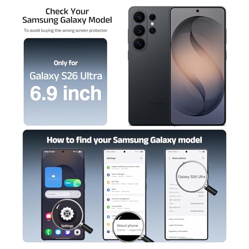 Image of EZ-GLAZ-4 Pack for Samsung Galaxy S26 Ultra Screen Protector [6.9 inch], Fingerprint Unlock, 9H Tempered Glass, Scratch Resistant, with Installation Box, Bubble-Free, HD Clear, Case Friendly
