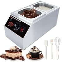 DULNICE Professionelle Temperiergerät Schokolade 600W Kommerzielle Schokobrunnen Edelstahl 2x1.55l Tanks für kommerzielle Haus, Schokolade Schmelzen Temperaturbereich 30–80 °C mit Zubehör