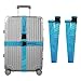 2 Pack Luggage Straps Fashion Abstract Line Art Blue Wave Heavy Duty Adjustable Polyester Baggage Straps for Creative Travel Accessory etiquetas para maletas