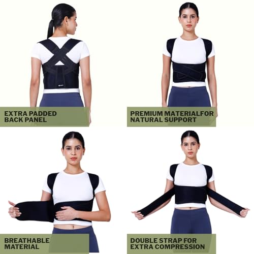 Image of ZEDAN Neoprene Posture Corrector Belt for Men & Women | Adjustable Shoulder & Back Support Brace | Comfortable Clavicle Strap | Universal Back Straight Support | Lightweight Posture for Work & Home