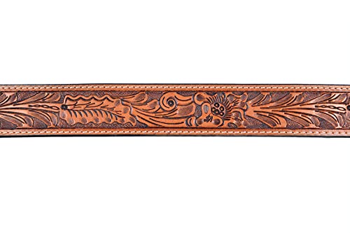 Western Belt Genuine Leather Hand Tooled Heavy Duty Removable Buckle 30HQ0074