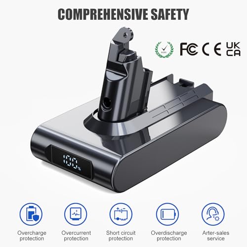 V6 Batteria Per Dyson V6, Batteria Di Ricambio Con Schermo Di Stato Della Batteria Per Dyson V6 DC62 DC58 DC59 DC61 DC72 DC74 Extra, Trigger, Fluffy, Absolute SV03 SV05 SV06 SV07 SV092 - 4
