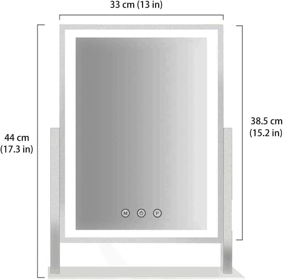 hieey lighted makeup mirror, hollywood vanity mirror with lights, three color lighting modes, and 5x magnification mirror, smart touch control, 360°rotation (17.3in,white,gift box) 17.3"l x 13"w (96 led)