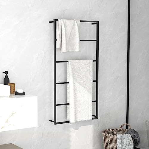 Nqyjm Porte-serviettes noir, 60 x 10 x 116 cm, porte-serviettes en acier pour salle de bain, salon