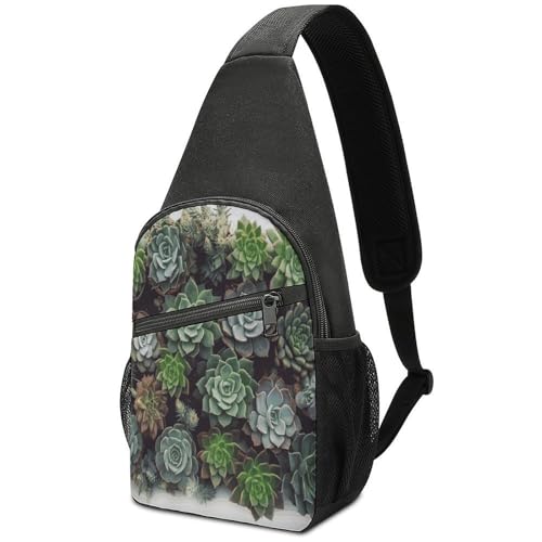 Image of ADFGYERH Succulent Plants Sling Bag Daypack,Crossbody Bags for Women Men,Fanny Pack for Running, Travel & Everyday Workout