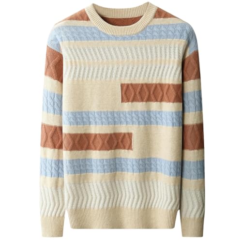 Pull col rond homme ample résistant au froid hivernal avec maille épaisse et style décontracté