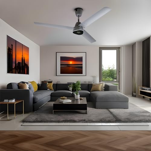 Image of EcoLink AiroGeometry Smart Ceiling Fan | Silver Mist Finish | Wi-Fi & App Control | High-Speed Energy Efficient Fan | Modern 3-Blade Design for Smart Homes & Offices | Pack of 1