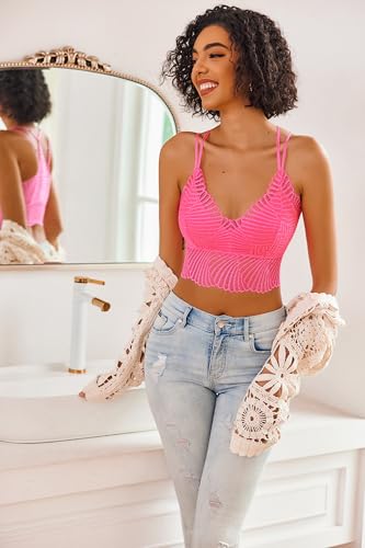 Image of Avidlove Lace Bralette for Women V Neck Camisoles Racerback Adjustable Strap Crop Top