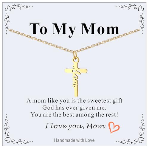 Custom4U Personalized Cross Name Necklace for Women Custom Nameplate Cross Pendant Necklace Customized Faith Jewelry Mother's Day Birthday Christian R