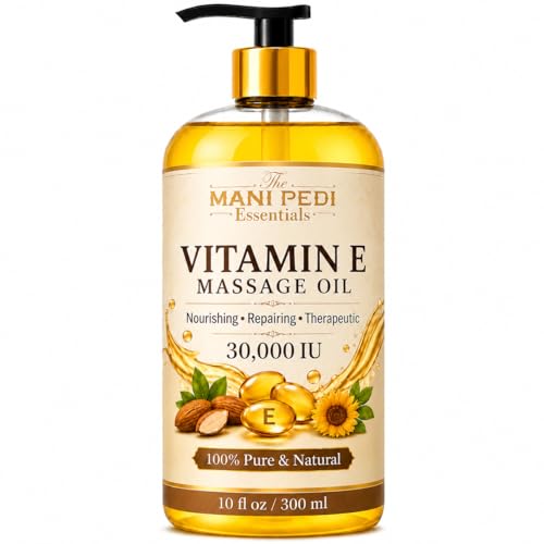 Image of TMPE Vitamin E Massage Oil 30,000 IU - Body Massage Oil for Dry Skin, Stretch Marks & Skin Glow |Skin Elasticity & Nourishment | 300ml