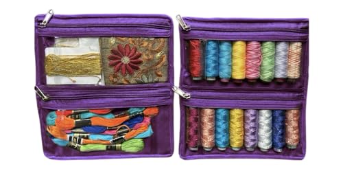 Image of Yazzii Sewing Notions Tote- Portable Sewing Accessories Organizer w Detached Sleeves -Purple