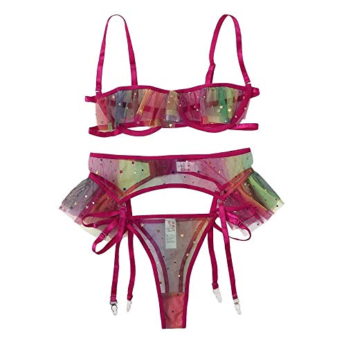 Déguisements Adultes Lingerie Sexy Transparente Ensemble Intime Rouge pour Femme