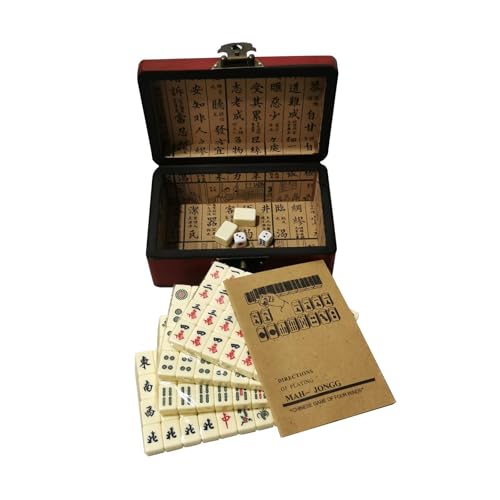 Fichas de Mahjong grandes y fáciles de leer con caja antigua