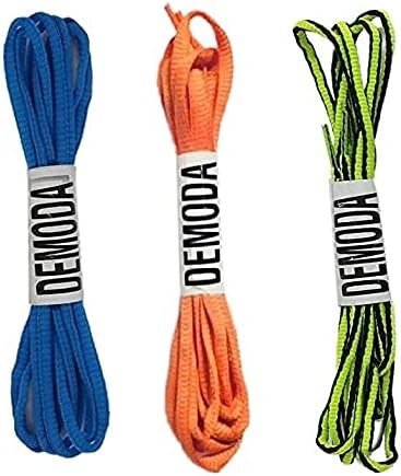 Round Shoelaces for Sports Shoes Sneakers(Pack of 3-Blue,Orange,Doublecolor Neon green)