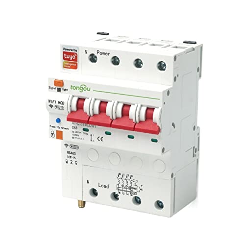 Disjoncteur électrique 4P connecté avec compteur KWh de surveillance 63A