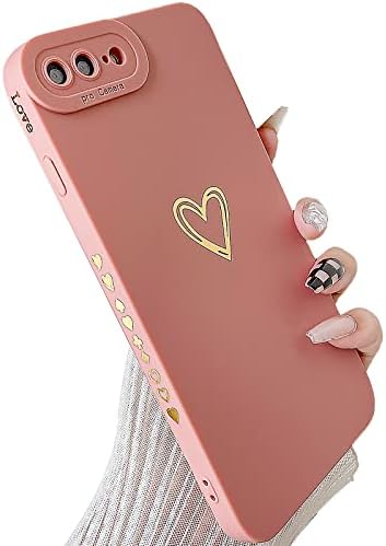 Amazon Com Smobea Compatible With Iphone 7 Plus Case Iphone 8 Plus Case Gold Heart Pattern Soft Liquid Silicone Shockproof Case For Women Girls Side Cute Plated Heart Pattern Slim Phone Case Pink
