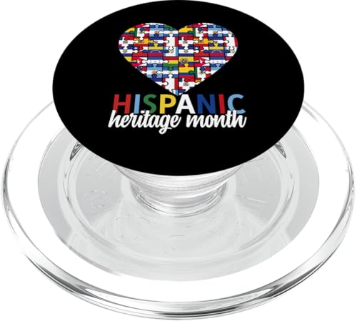 Hispanic Heritage Month All Countries Flags Heart Men Women PopSockets PopGrip pour MagSafe