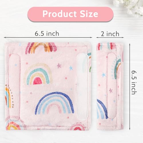Image of Carseat Strap Covers for Babies, Soft Seatbelt Covers for Kids, Reversible Baby Car Seat Strap Covers, Size: 6.5 x 6.5 inch, for Baby Car Seat, Stroller, Swing, High Chair, Rainbow
