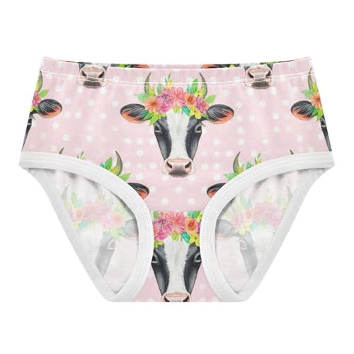 Cow Heads Flower Cute Panties Girl Toddler Underwear Floral Cotton Artistic Briefs Girls Undies 2t