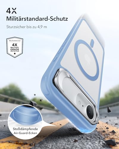 ESR Classic Hybrid für iPhone 17e/16e Hülle mit Flex-Ständer, Matt Hellblau – Ansicht 4