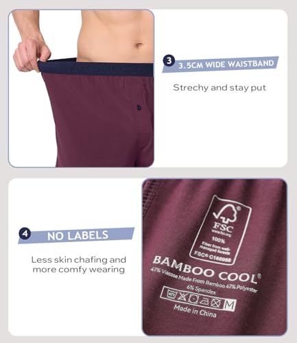 Image of BAMBOO COOL Mens Underwear Boxers Moisture-wicking and Cool Men's Boxer Shorts Loose Fit Super Soft 4 Pack