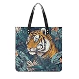Tropical Tiger Leather Tote Bag Soft Handbag Vintage Shoulder Purses Fashion Top Handle Bag Large Capacity