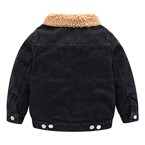 Mud Kingdom Little Boys Denim Jacket Fleece Lined Cute Sherpa Collar Snap Button2