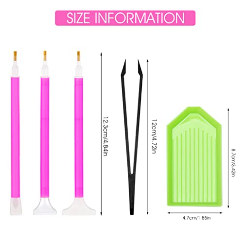 Image of ZIBUYU Diamond Painting Kit Tool 5D Diamond Art Pen Kit with 6 Diamond Painting Pen, 2 Tweezer, 10 Glue Clays, 4 Diamond Tray, 5D Diamond Painting Tool Kits Accessories - 22 Pieces
