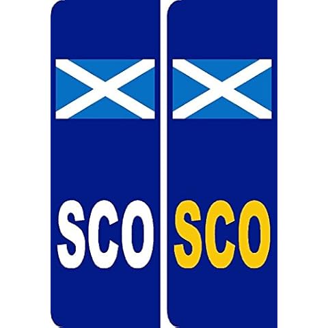 Ellis Graphix 2 x SCO Scotland Flag Euro Number Plate Vinyl Car Stickers Cover