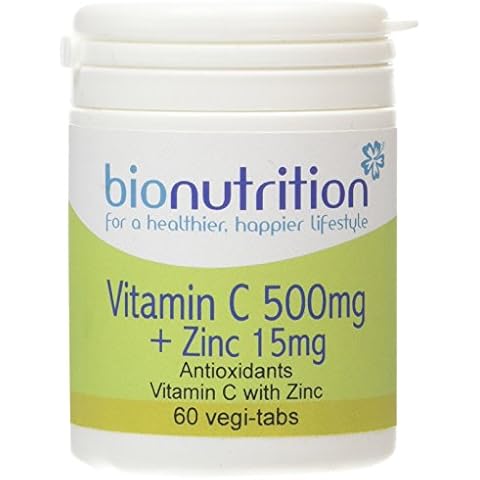 Bio Nutrition Vitamin C 500mg + Zinc 15mg - Antioxidant and Immune Vitamin and Mineral Combination - 60 vegi-tabs Cover