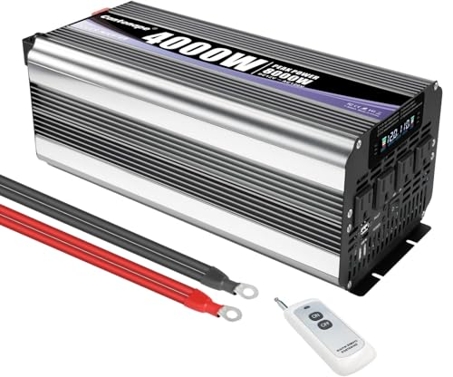 Cantonape 4000 Watt Power Inverter Car Inverter 12V DC to 110V/120V AC Converter with LCD Display 4 AC Outlets USB Port & Remote Controller for RV Truck Off-Grid Solar System