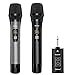 Wireless Microphone, UHF Dual Handheld Dynamic Metal Cardioid Mic System with Rechargeable Bluetooth Receiver(Work 8hs), 160ft Range, 1/4' Output, for Karaoke Singing, AMP, PA Speaker, Wedding