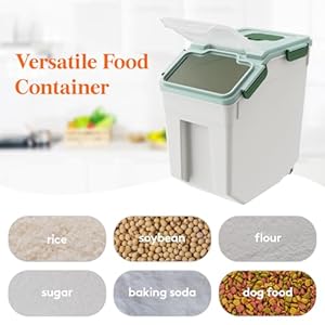 Lifewit 3 pack 15l15lb dog food storage containers with scoop 15l30lb rice dispenser with lidwheels suitable for cereal pet food dry food flour baking supplies in kitchenpantry organization   cucciolini doodles