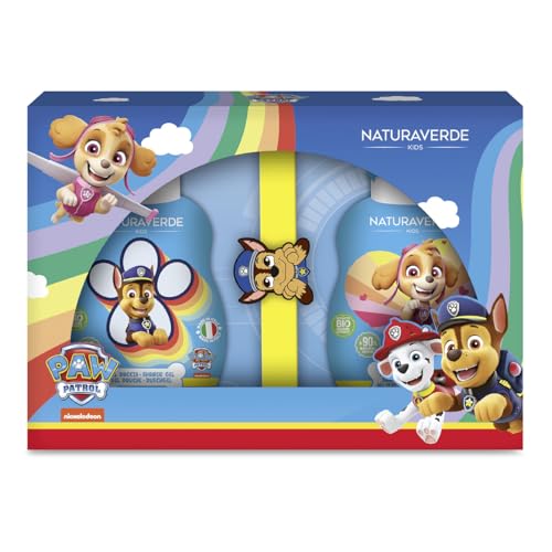 Naturaverde | Kids - Paw Patrol Gift Set "Braccialetto Slap", Bagnosciuma 200ml, Shampoo 200ml e Braccialetto, Confezione Regalo