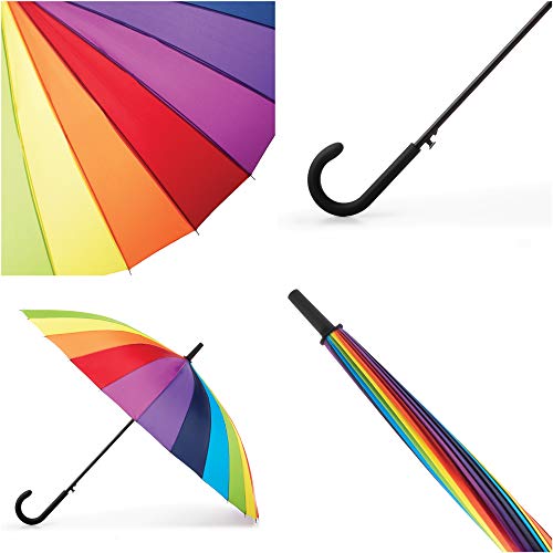 totes Large Eco Auto-Open 24 Rib Stick Umbrella with a Classic J Hook Curved Handle and water repellant - Image 4