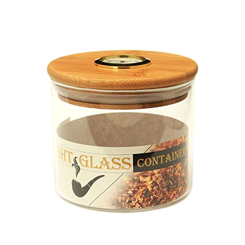 MUXIANG Tobacco Jar Cigar Storage Jar Cigar Humiditor Small Round Humidifier Glass Airtight Preserve Tobacco Pipe WMCG0014
