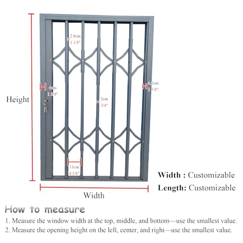 Fenstergitter Einbruchschutz Ausziehbarer Tür-Sicherheitsriegel, Groß, Schiebetür-Sicherheitsriegel/ Fenstergitter-Brüstung, Einbruchhemmender Fenster-Sicherheitsriegel Nach Maß(W60xH90cm/24x36in)