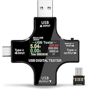 USB Power Meter Testers, Upgrade Multi Functionele 2 in 1 Type C USB Tester, LCD Digitale Multimeter, Spanning, Stroom…