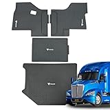4-Piece All-Weather Rubber Floor Mats – Compatible with Kenworth T680 T880 W990 Semi Trucks – Durable, Easy to Clean, Non-Slip Protection