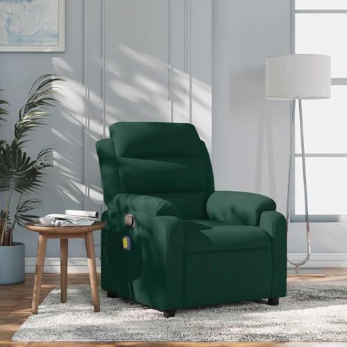 Sillón reclinable masaje terciopelo verde oscuro miniatura 2