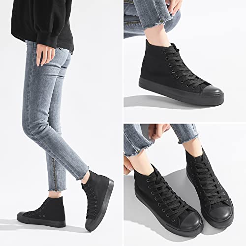 Yageyan Womens High Top Canvas Sneakers Lace Up Fashion Shoes For Women Casual Classic(Full Black,10) #TOP5