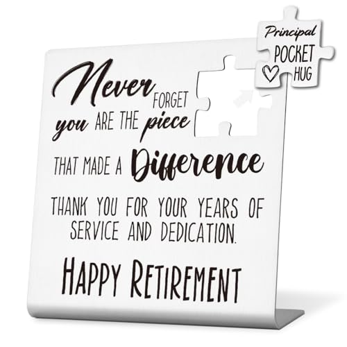 THRXOBN Thank You Gift for Principal, Retirement Gifts for Principal, Leaving Gifts for Principal,Modern Silver Stainless Steel Desk Plaque with Inspirational Quotes, 10 x 10 x 1.5 cm,WLK46