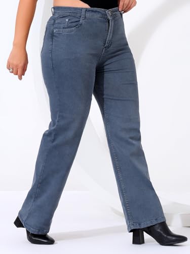 Image of Nifty Women's High Rise Denim Stretchable Straight Fit Plus Size Jeans