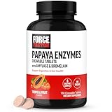 FORCE FACTOR Papaya Enzymes Complex, Digestion Supplement and Bloating Relief with Amylase and Bromelain, Support Healthy Digestion, Sugar Free, Non-GMO, Tropical Fruit Flavor, 180 Chewable Tablets