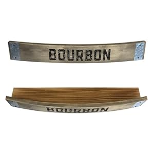 Bourbon Barrel Shelf – Wall Mounted Bourbon Wooden Display Rack, Oak Barrel Shelves – Bourbon Gifts for Men