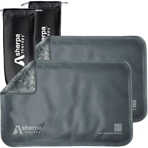 SHERPA THERAPY Medium Flexible Gel Ice Packs Reusable - Hot and Cold Soft Ice Packs for Injuries Reusable for Ankle, Arm, Foot, Leg, Back Pain Relief - 8" x 12" - 2PK - Grey