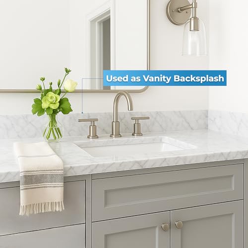 Image of Bathroom Vanity Sink Backsplash /Sidesplash (Carrara Marble, 4 inch x 42 inch)